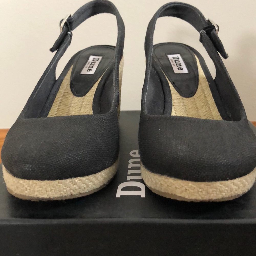 Dune London Black Canvas Espadrille Wedge Slingbacks - Picture 3 of 7